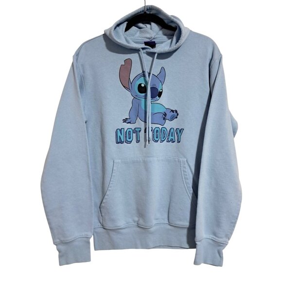 Disney Stitch Hoodie Sweatshirt Womens Size S Blue Hooded Graphic Pullover - Picture 1 of 7